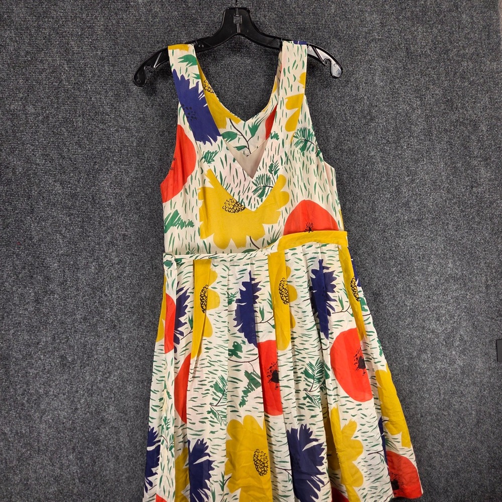 Girls from Savoy Anthropologie Silk Floral Poppy Fit and Flare Dress Size 10 - Picture 15 of 16